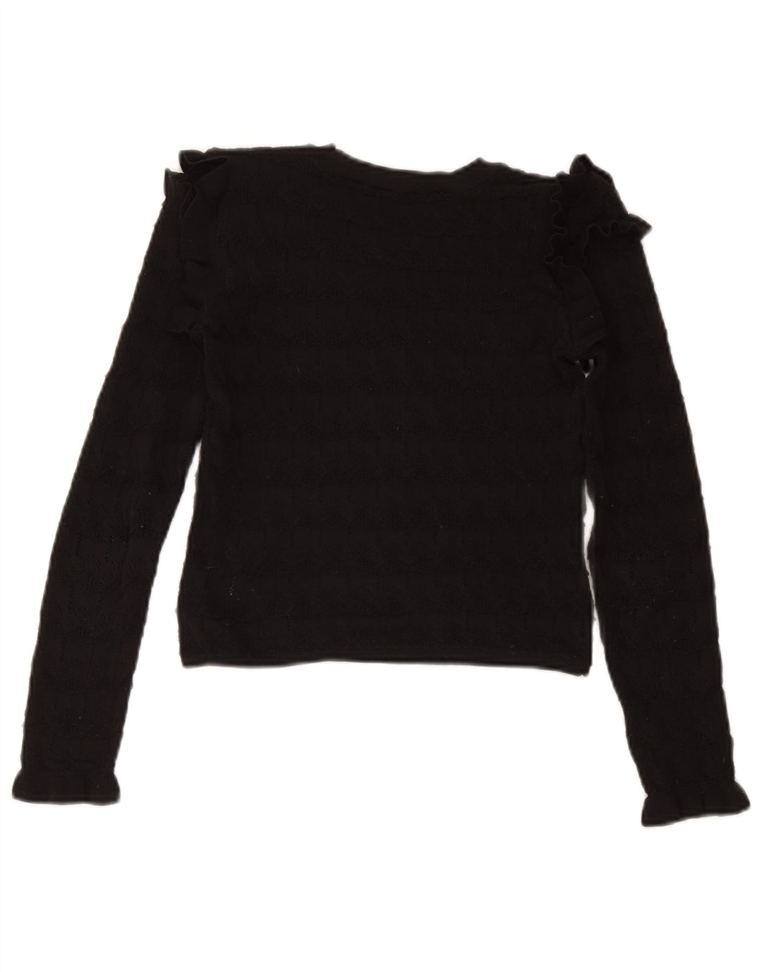 Zara Womens Crop Boat Neck Jumper Pull UK 8 Petit Noir Polyester