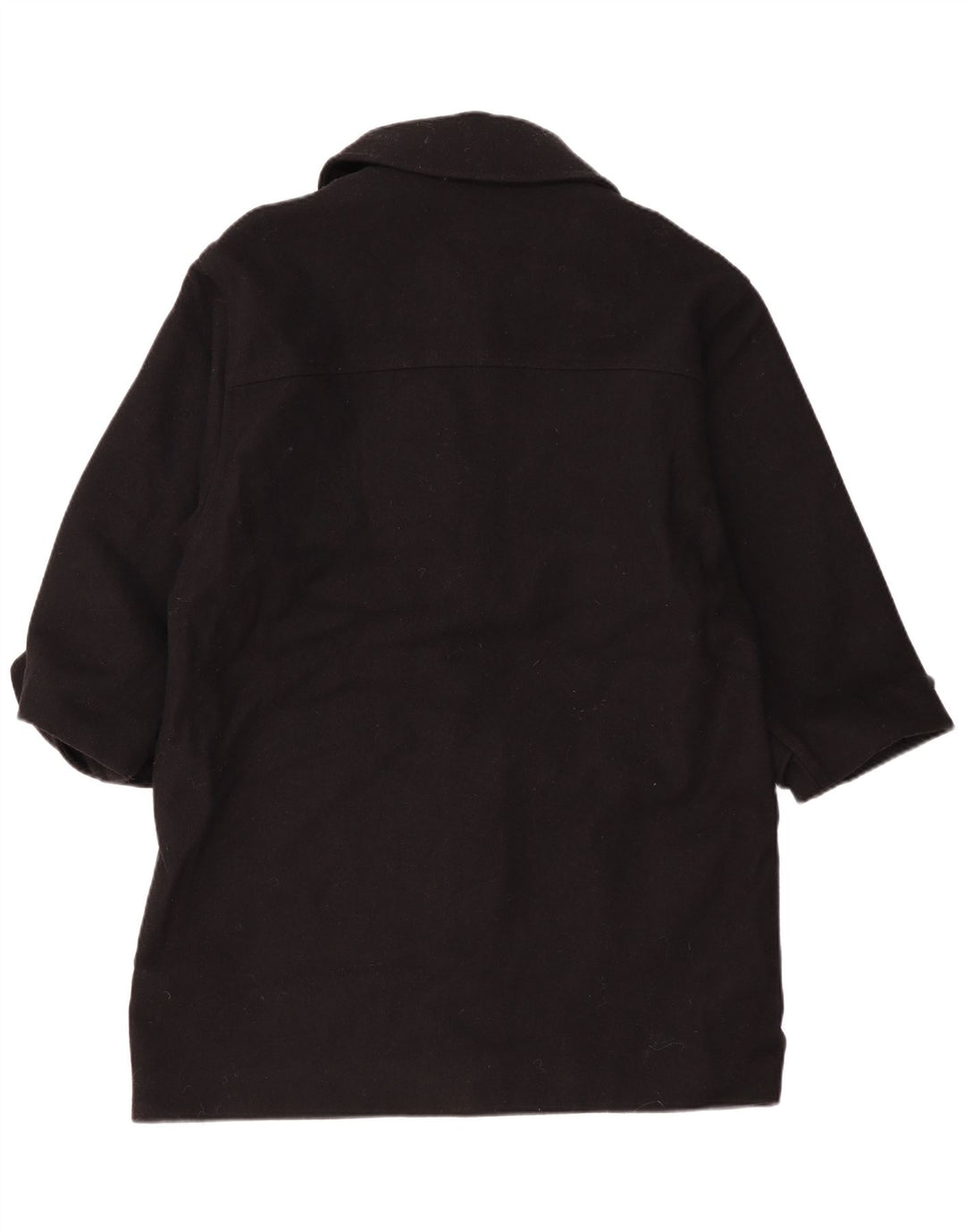 vintage Femmes Surdimensionné Duffle Coat UK 14 Laine Noire Moyenne