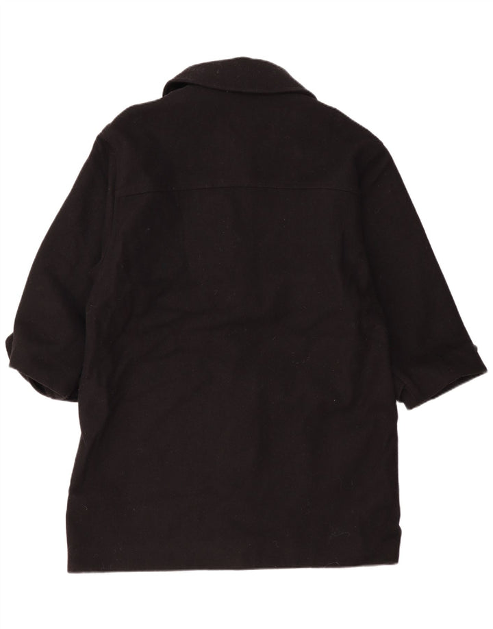 vintage Femmes Surdimensionné Duffle Coat UK 14 Laine Noire Moyenne