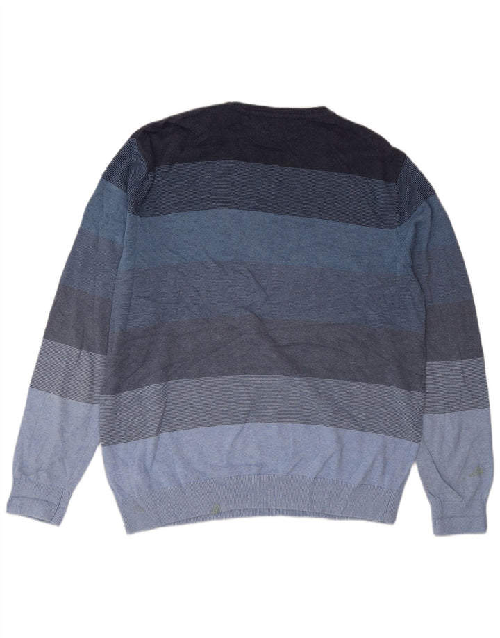 Marks & Spencer Pull à col rond pour homme Large rayé bleu