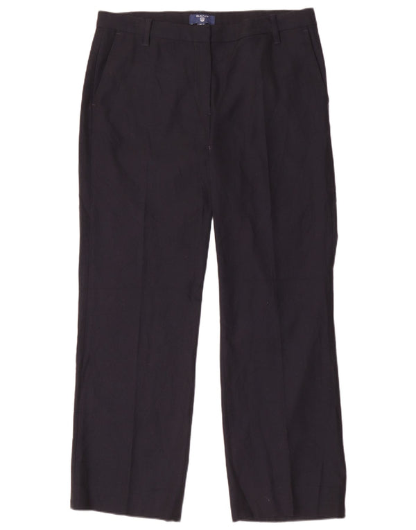 Gant Pantalon de Costume Droit Femme UK 14 Large W30 L29 Bleu Marine Polyester