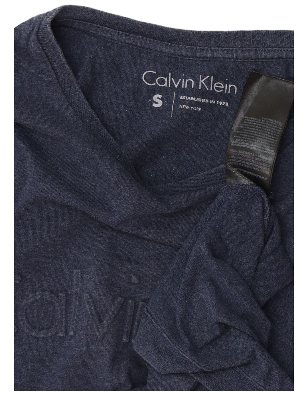 CALVIN KLEIN Haut graphique à manches longues pour homme en coton bleu marine Small