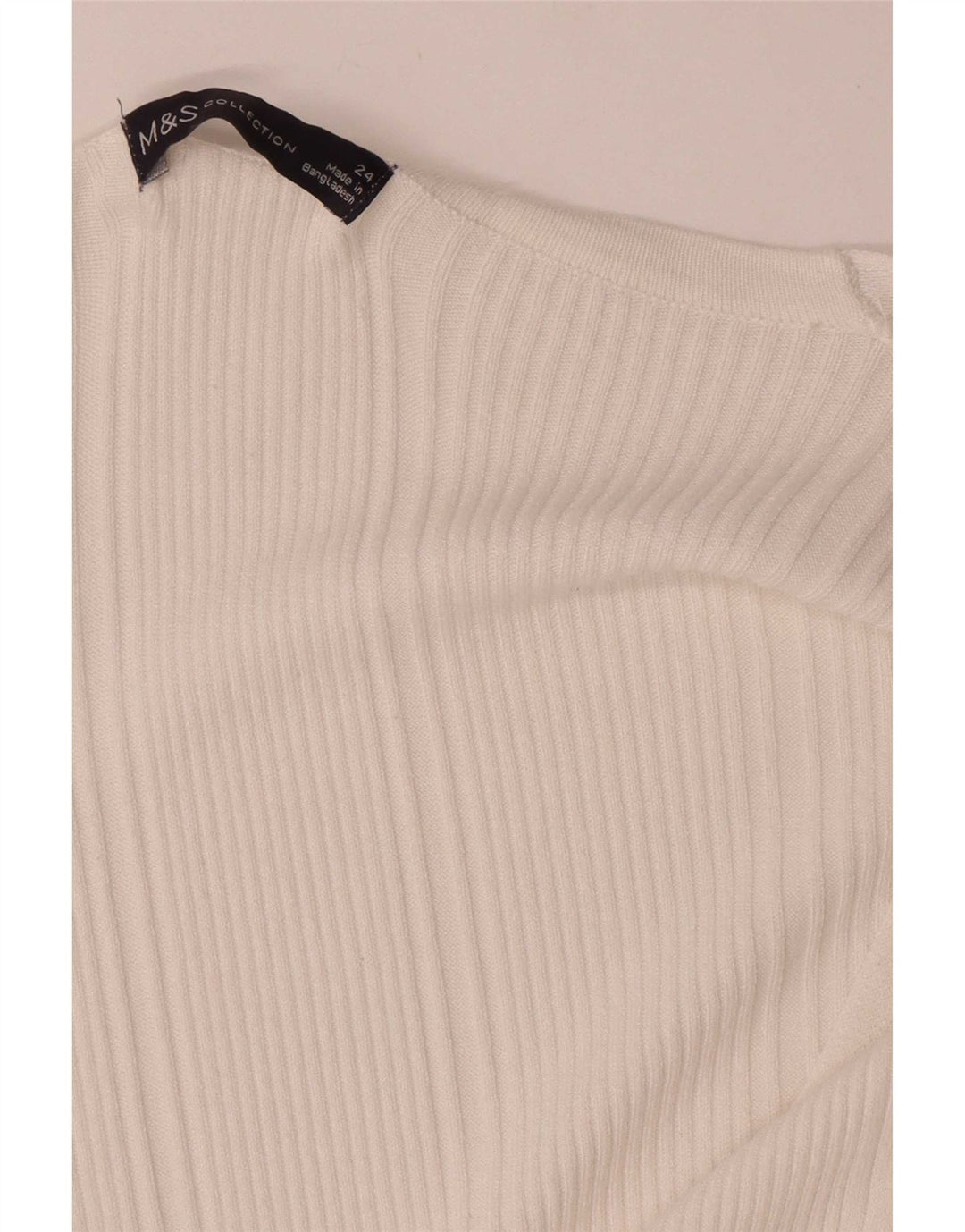 Marks & Spencer Pull col en V pour femme UK 24 4XL Blanc