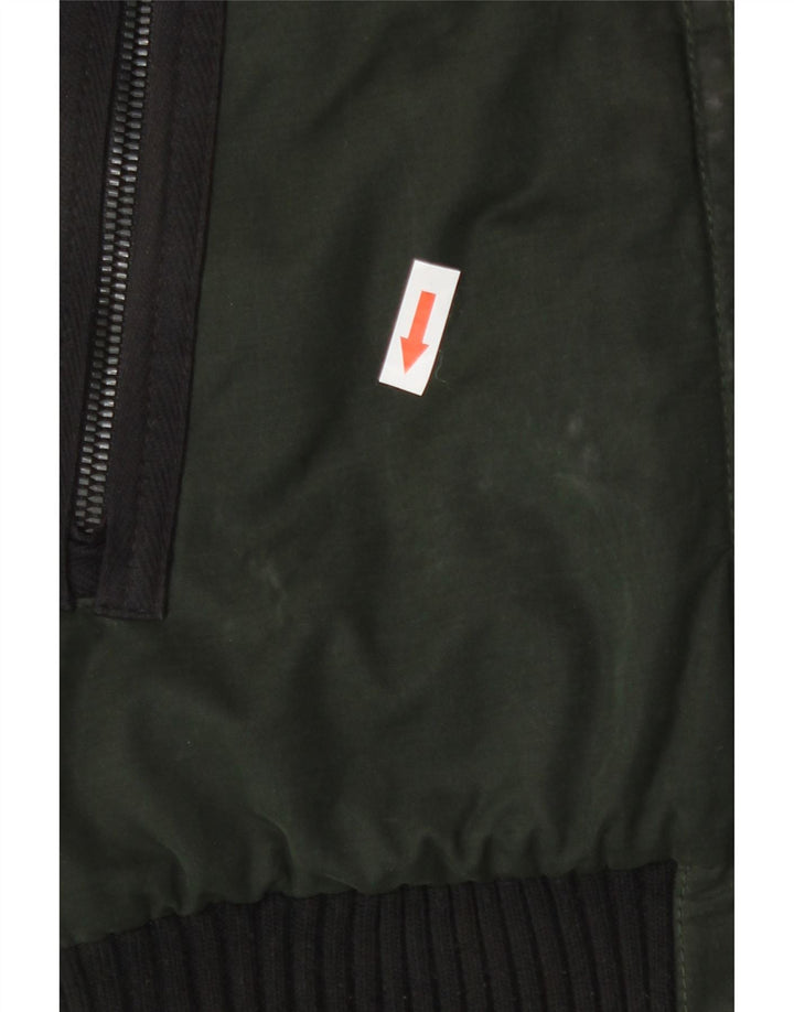 Superdry Veste Bomber À Capuche Homme UK 36 Petit Vert Colorblock Polyester