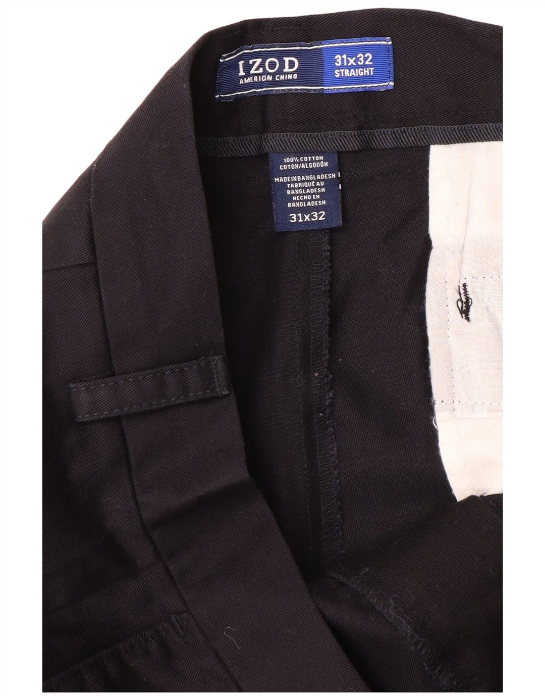 IZOD Pantalon Chino Droit Homme W31 L32 Bleu Marine Coton