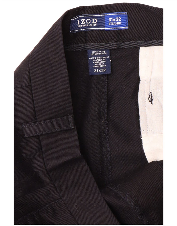 IZOD Pantalon Chino Droit Homme W31 L32 Bleu Marine Coton