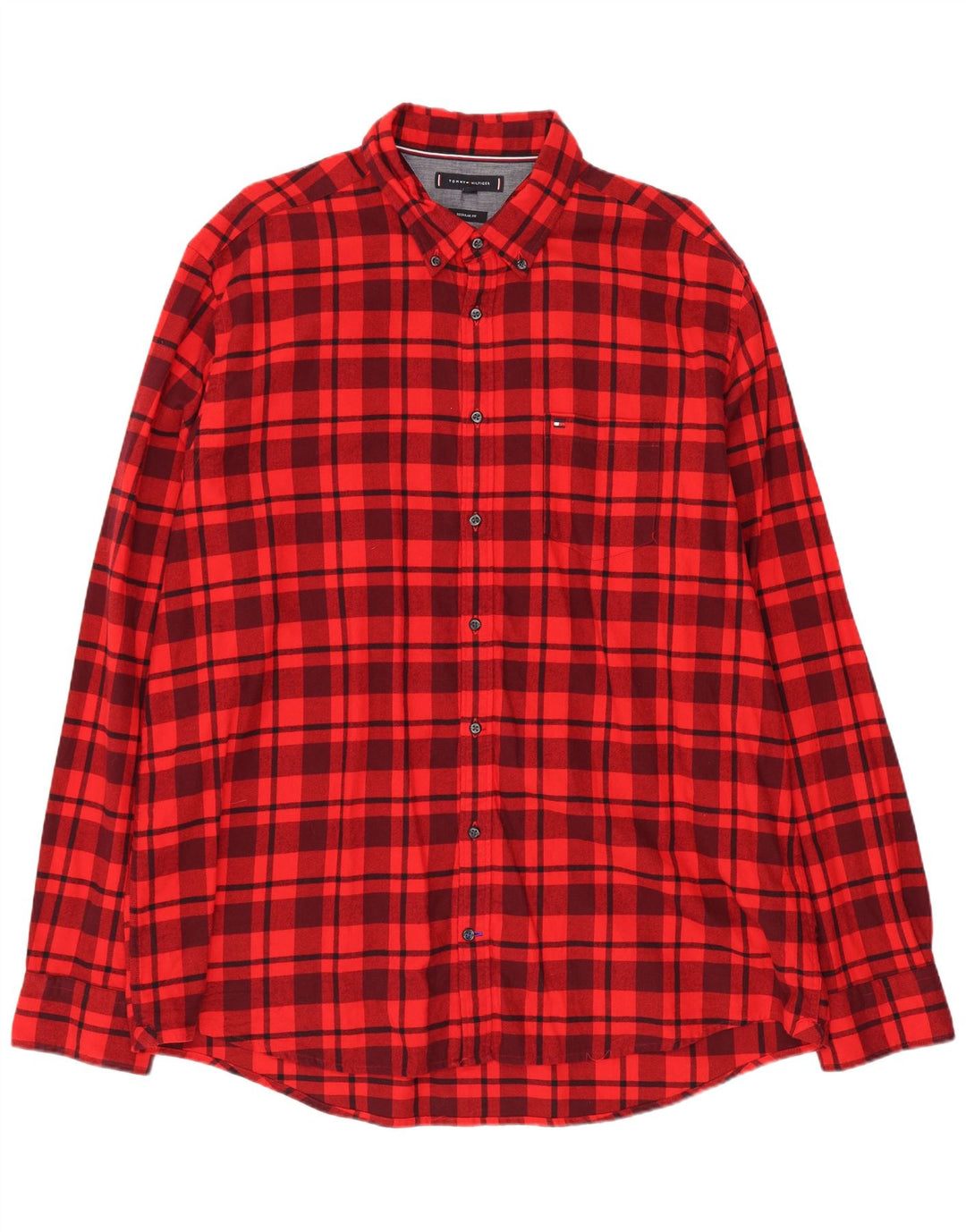TOMMY HILFIGER Chemise en flanelle coupe régulière pour homme 2XL Rouge à carreaux en coton
