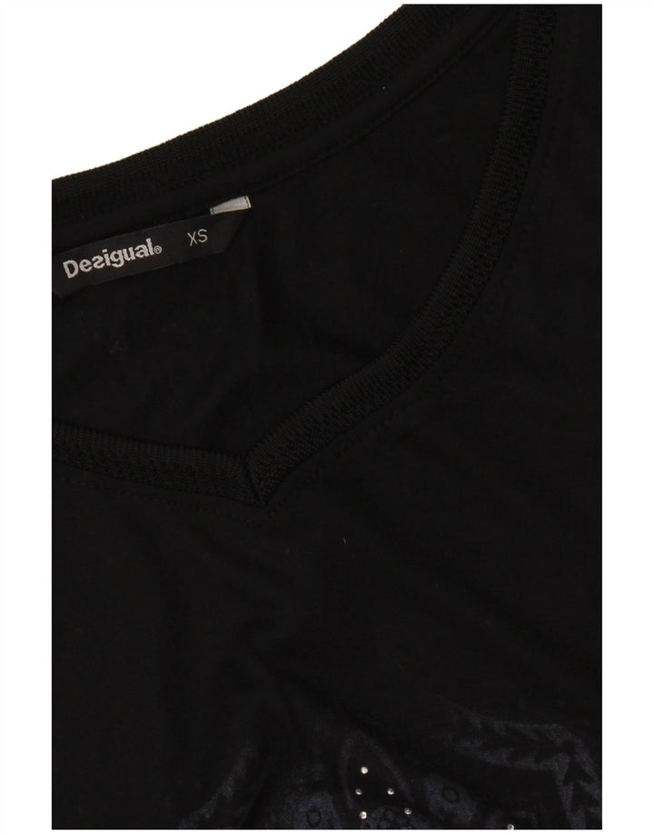 Desigual Tunique sans manches à motif abstrait pour femme UK 6 XS Noir