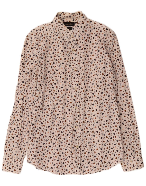 Massimo Dutti Chemise Homme Blanc Moyen Coton Floral