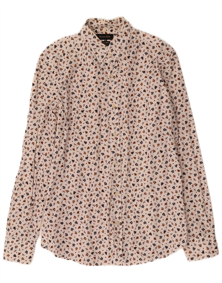 Massimo Dutti Chemise Homme Blanc Moyen Coton Floral