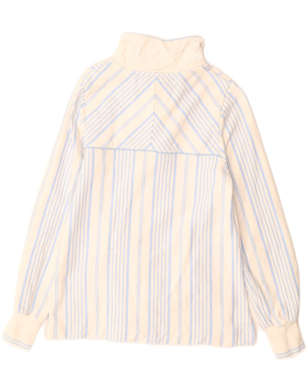 Joules Sweat-shirt à col zippé pour femme UK 10 Petit coton rayé blanc