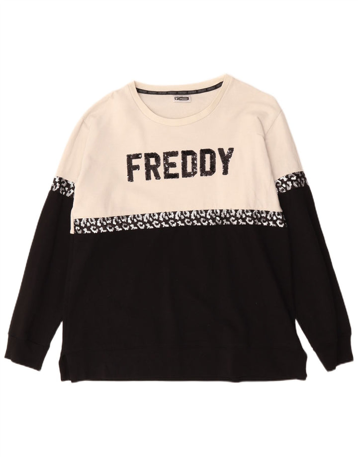 Freddy Sweat-shirt graphique pour femme UK 14 Large Noir Colourblock