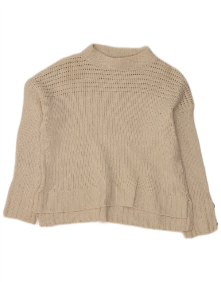 MASSIMO DUTTI Pull col roulé pour femme UK 6 XS Blanc cassé