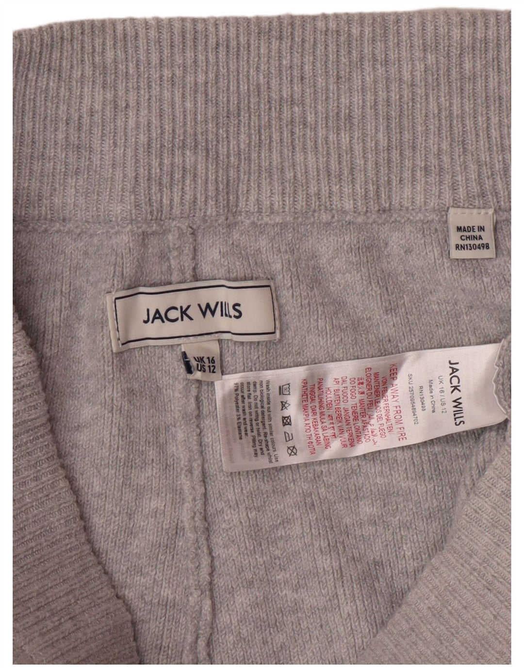 JACK WILLS Pantalon de survêtement pour femme Joggers UK 16 Large Gris Moucheté