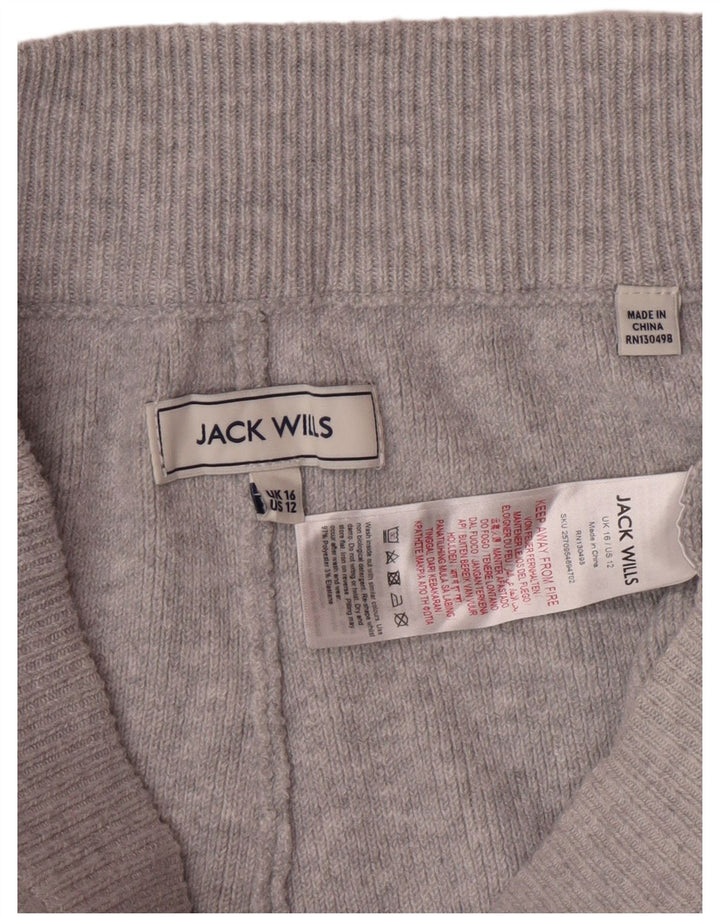 JACK WILLS Pantalon de survêtement pour femme Joggers UK 16 Large Gris Moucheté