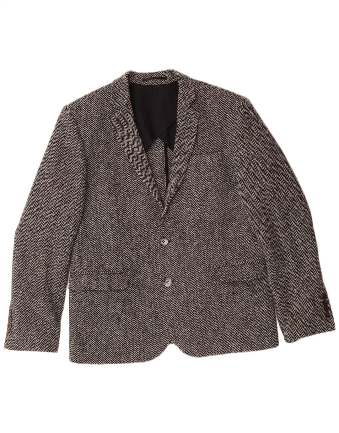 HARRIS TWEED Veste Blazer Homme UK 40 Grand Gris Chevrons Classique