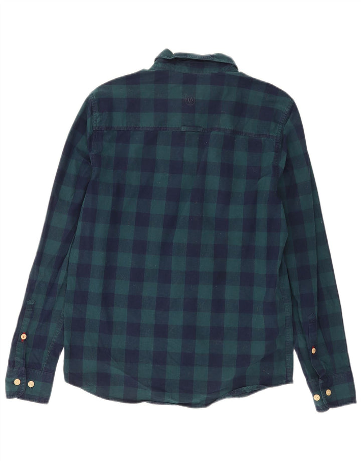 Fat Face Chemise classique en flanelle pour homme en coton à petits carreaux verts