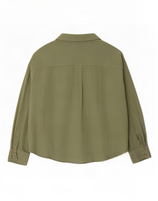Zara Surchemise Femme UK 14 Lin Vert Moyen