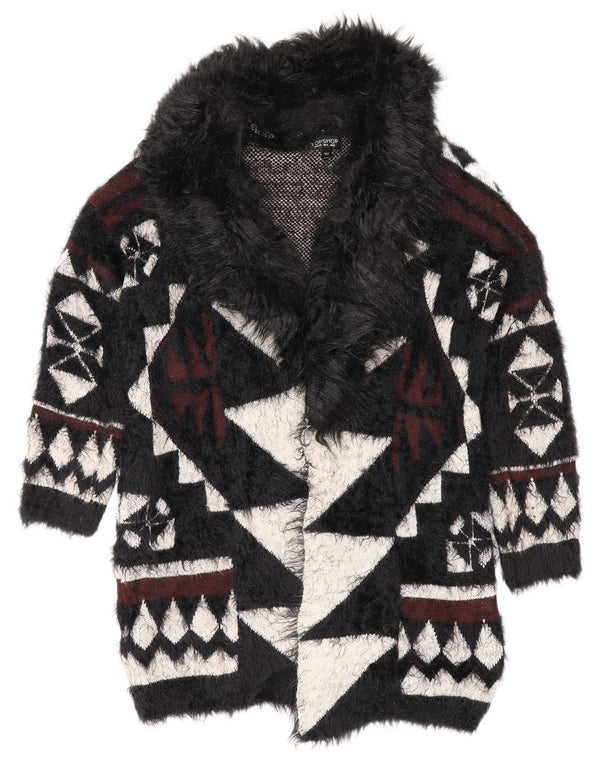 Topshop Cardigan Long pour Femme UK 8 Petit Noir Géométrique