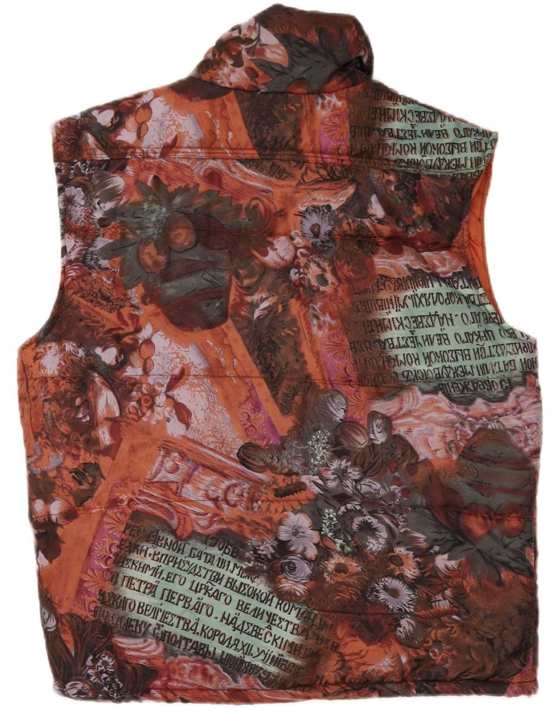 REPRISE Gilet matelassé graphique pour homme UK 36 petit motif floral multicolore