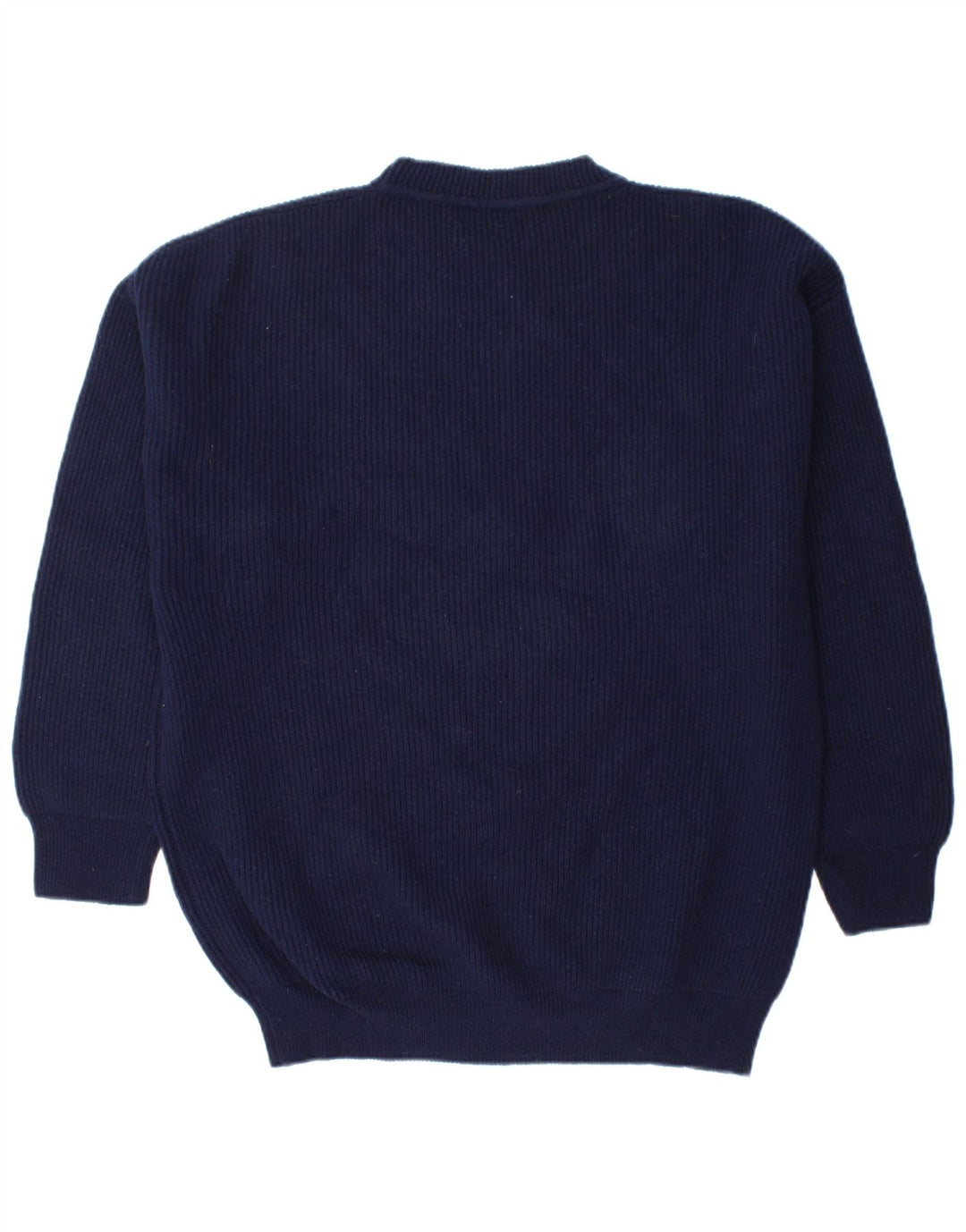 BENETTON Pull Col Rond Homme Bleu Marine Moyen Laine Vierge