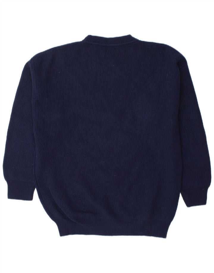 BENETTON Pull Col Rond Homme Bleu Marine Moyen Laine Vierge