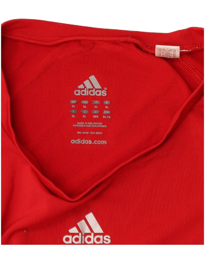 Adidas Hommes Climalite Graphic Top Manches Longues XL Rouge Polyester