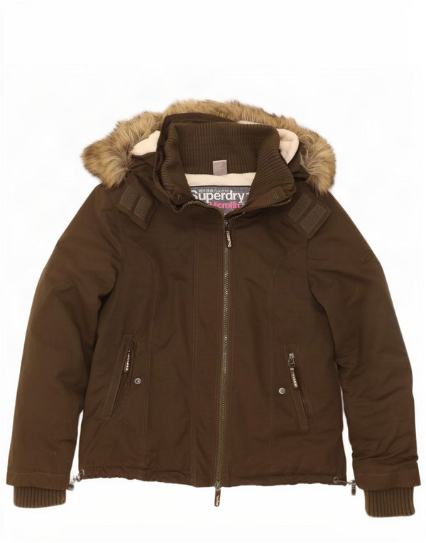 Superdry Veste coupe-vent à capuche pour femme UK 18 XL Kaki Polyester
