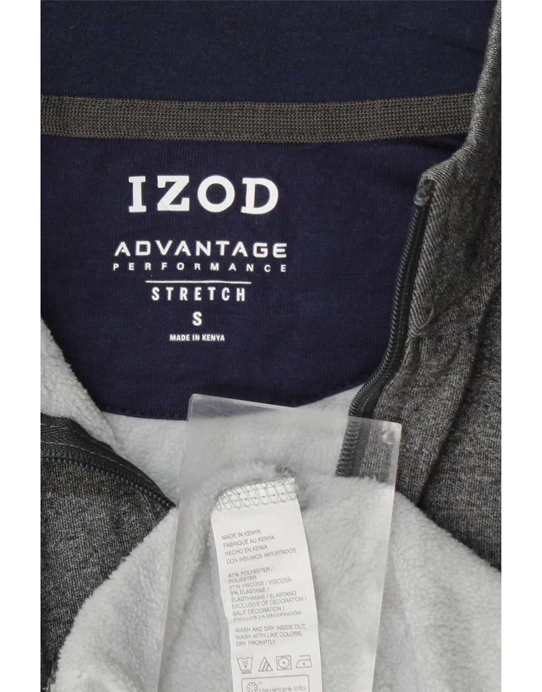 IZOD Sweat-Shirt Col Zippé Homme Petit Gris Polyester