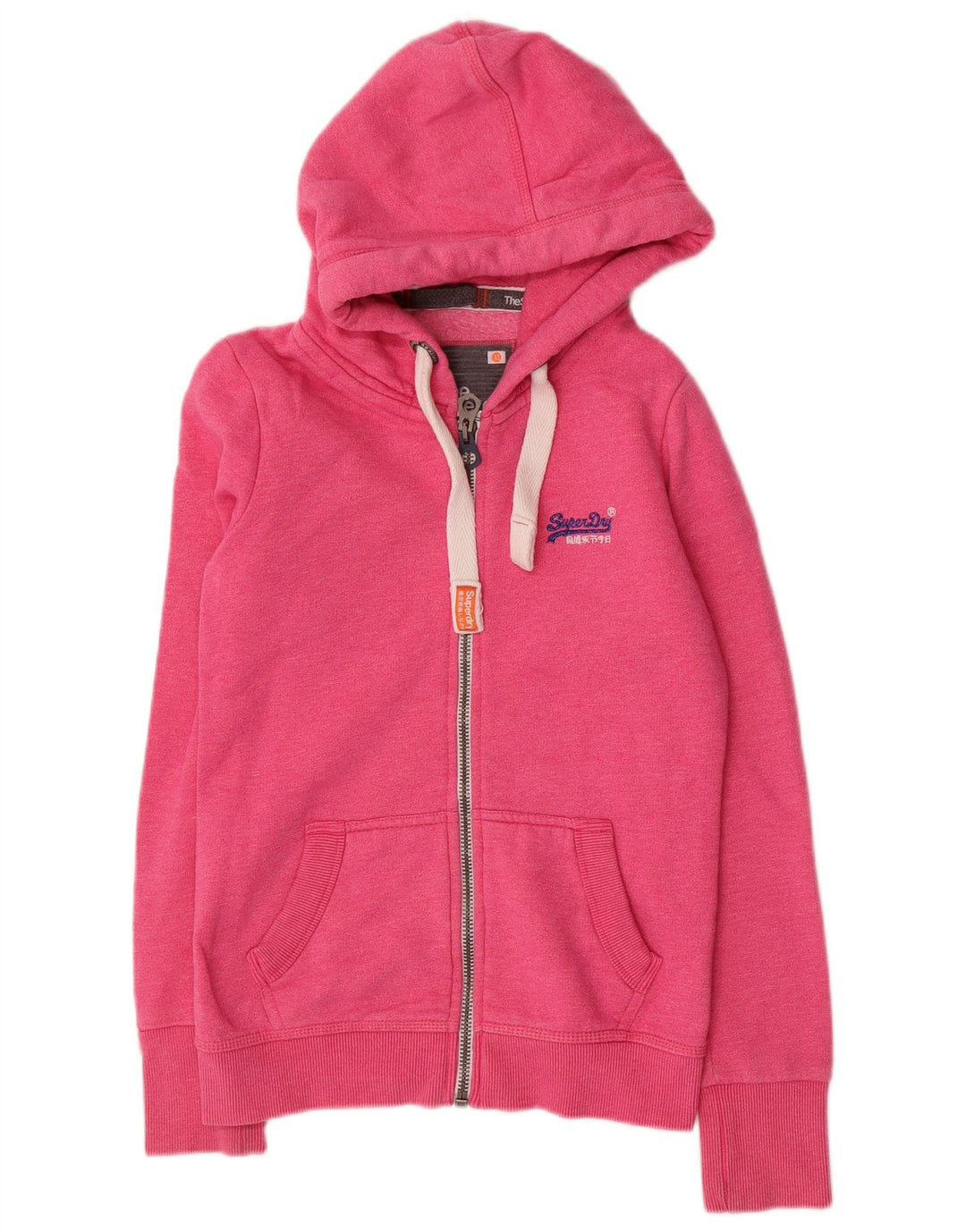 SUPERDRY Pull à capuche zippé coupe ample Orange Label pour femme UK 6 XS Rose