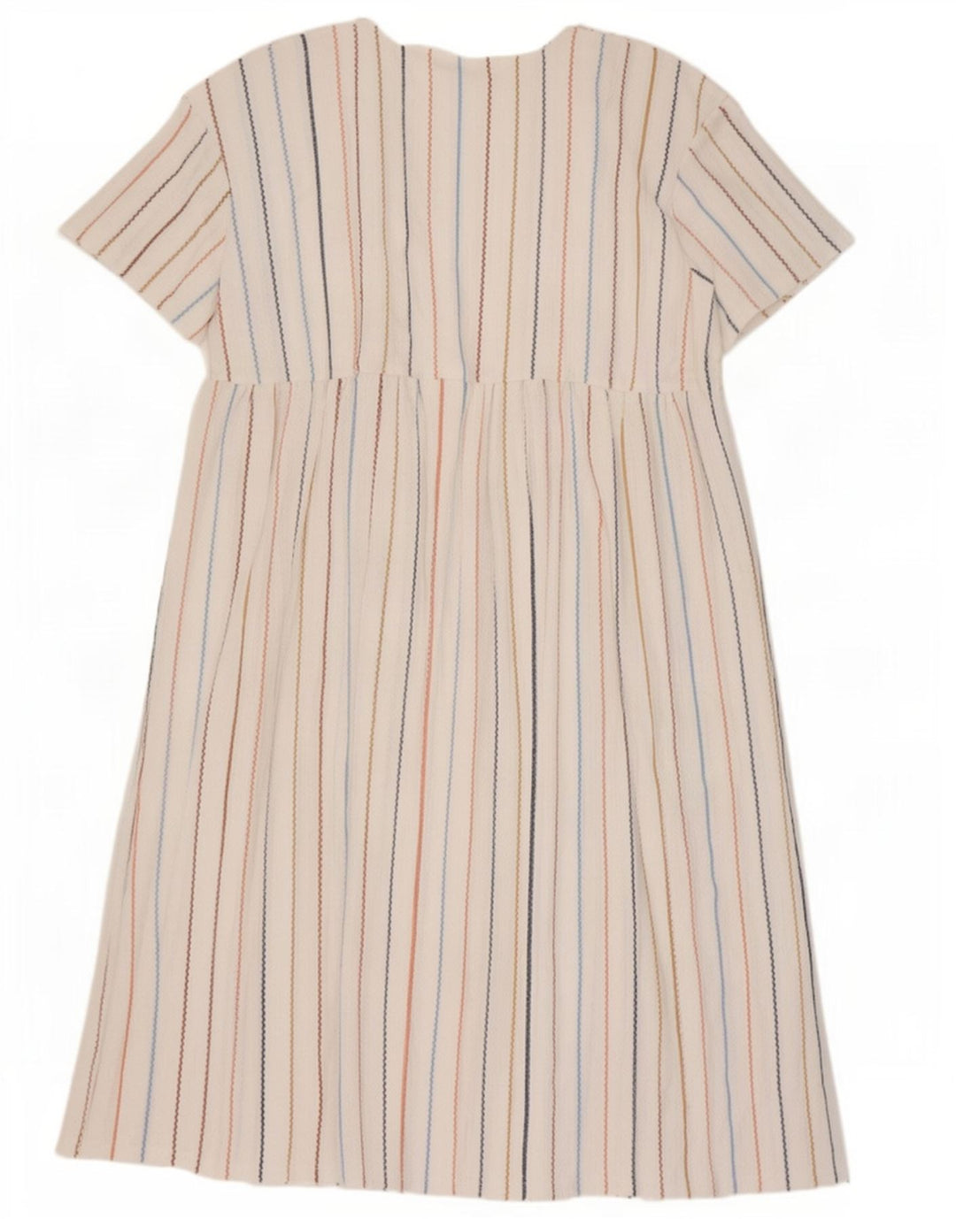 Zara Robe trapèze pour femme UK 46 Grand polyester rayé blanc