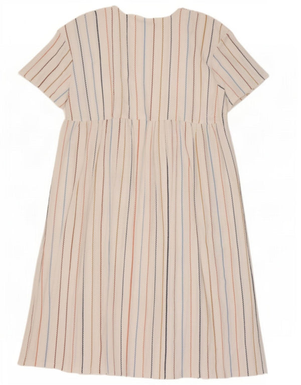 Zara Robe trapèze pour femme UK 46 Grand polyester rayé blanc