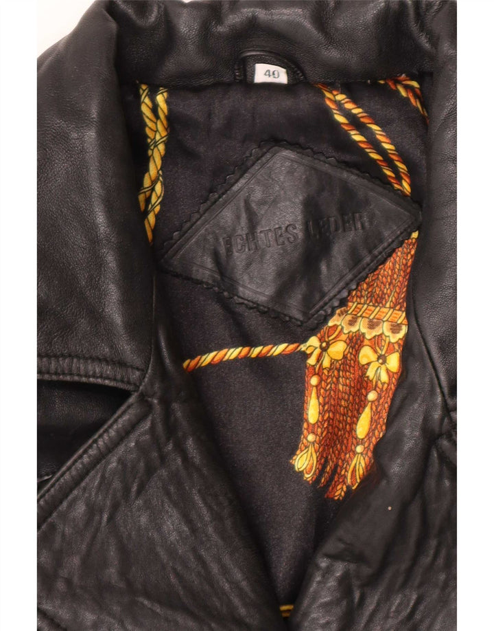 Veste motard en cuir femme vintage EU 40 Moyen Noir