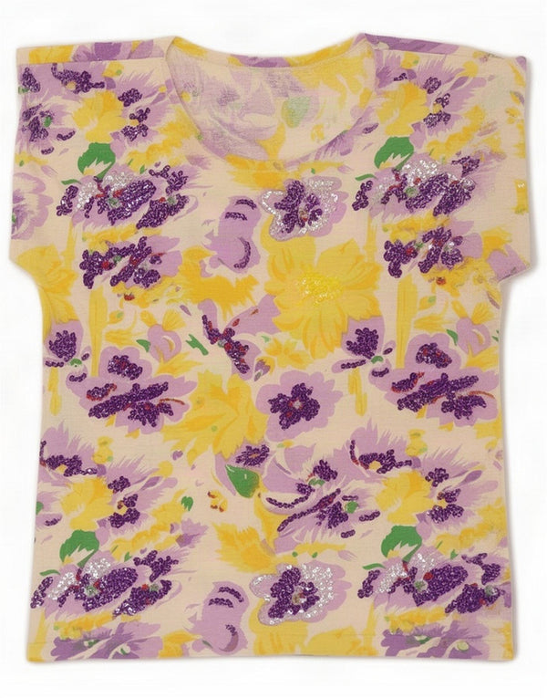 Vintage Womens Graphic T-Shirt Top UK 16 Large Multicolore Floral