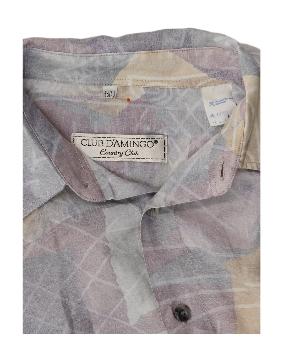 CLUB D'AMINGO Mens Abstract Pattern Shirt Size 39/40 Medium Multicoloured Vintage Club D'Amingo and Second-Hand Club D'Amingo from Messina Hembry 