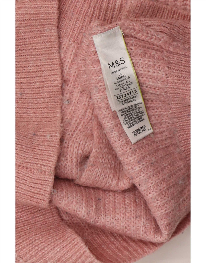 Marks & Spencer Pull cardigan surdimensionné pour femme UK 10 Petit acrylique rose
