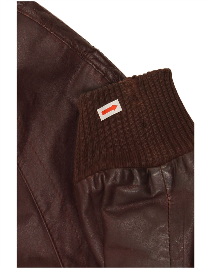 VINTAGE Veste en cuir homme UK 38 Bordeaux moyen