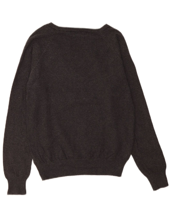 Zara Pull col V pour femme UK 14 Large Gris Coton