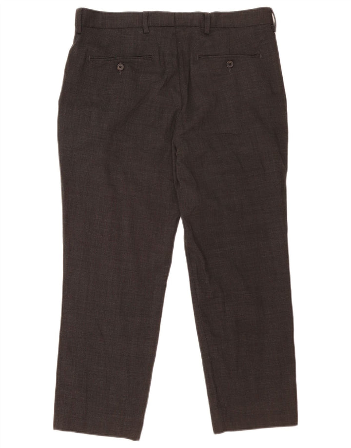 Marks & Spencer Pantalon de costume droit court pour homme W34 L25 Laine grise