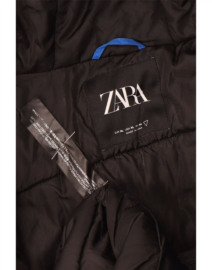 Zara Veste coupe-vent à capuche pour homme UK 42 XL Bleu Polyester