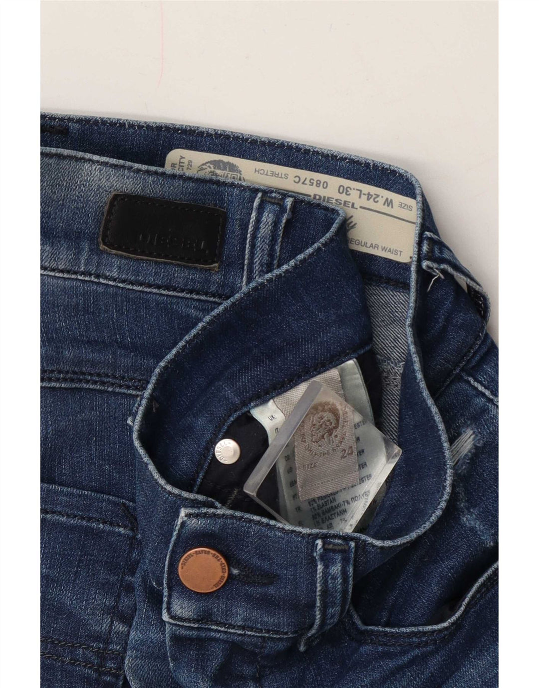 Diesel Jean Slim effet vieilli W24 L27 en coton bleu pour femme