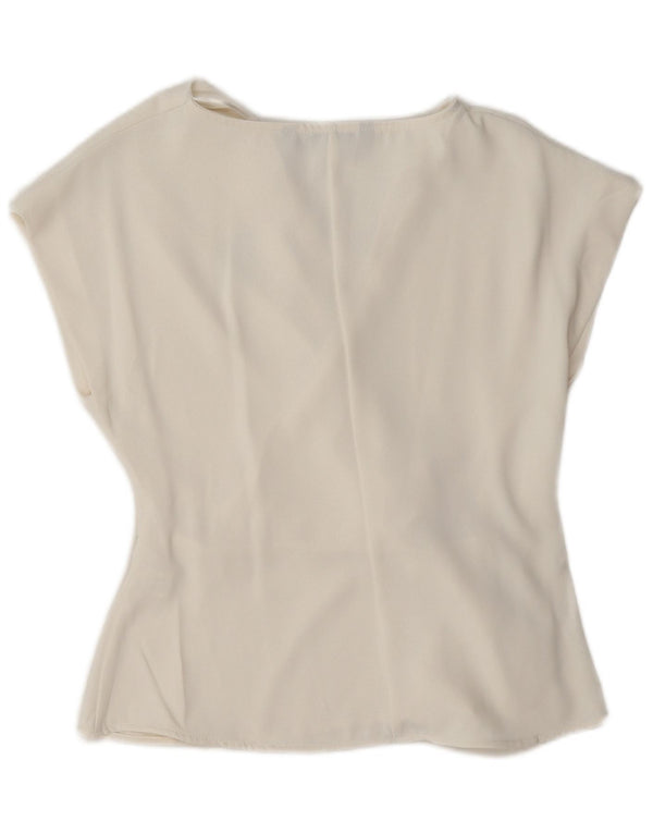 Zara Femme Chemisier Top UK 10 Petit Blanc Polyester