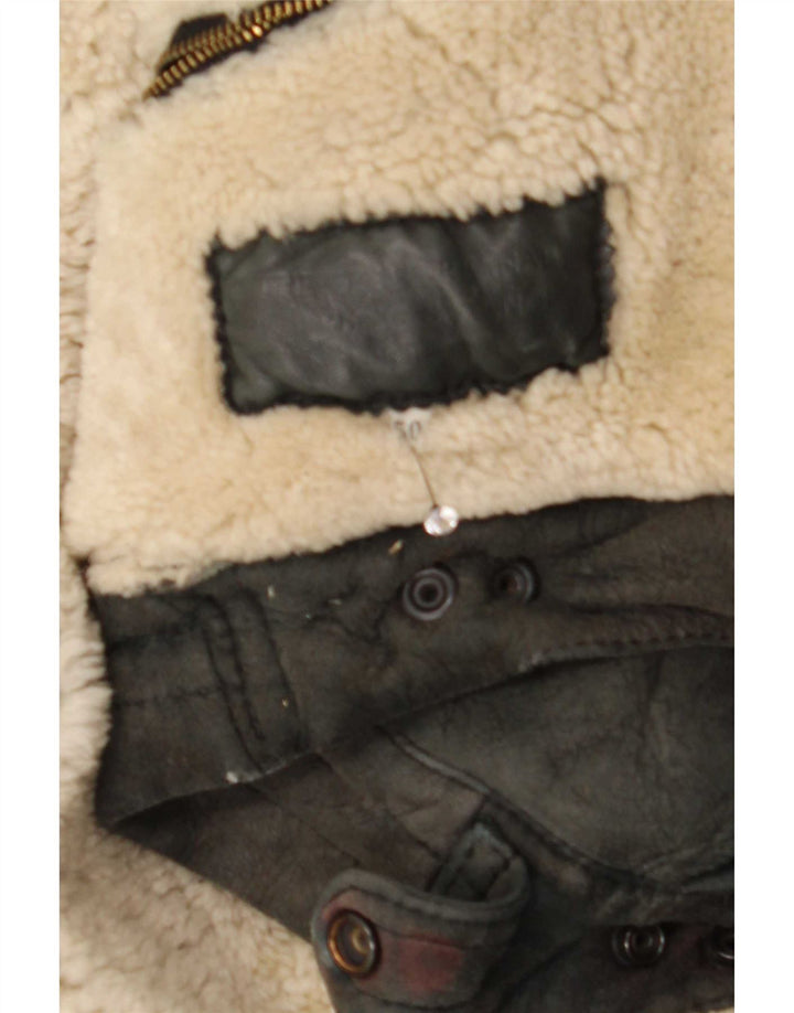 veste en peau de mouton vintage pour hommes IT 50 Grand Noir