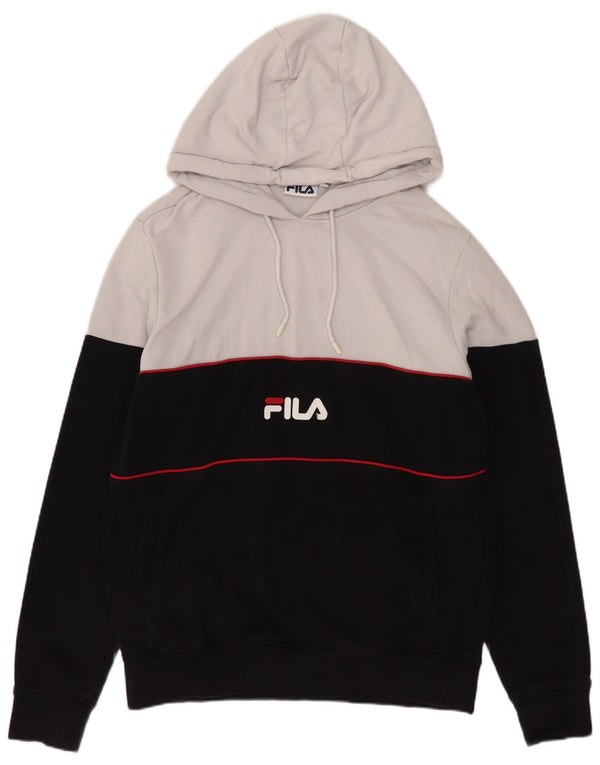Fila Pull à capuche coupe ample XS en coton color block pour homme Blanc