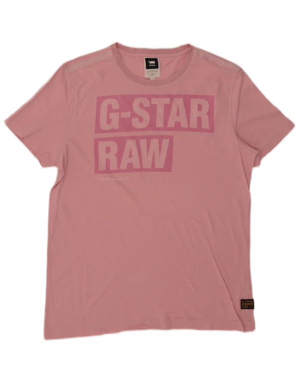 G-Star Homme Graphic T-Shirt Top Large Rose Coton