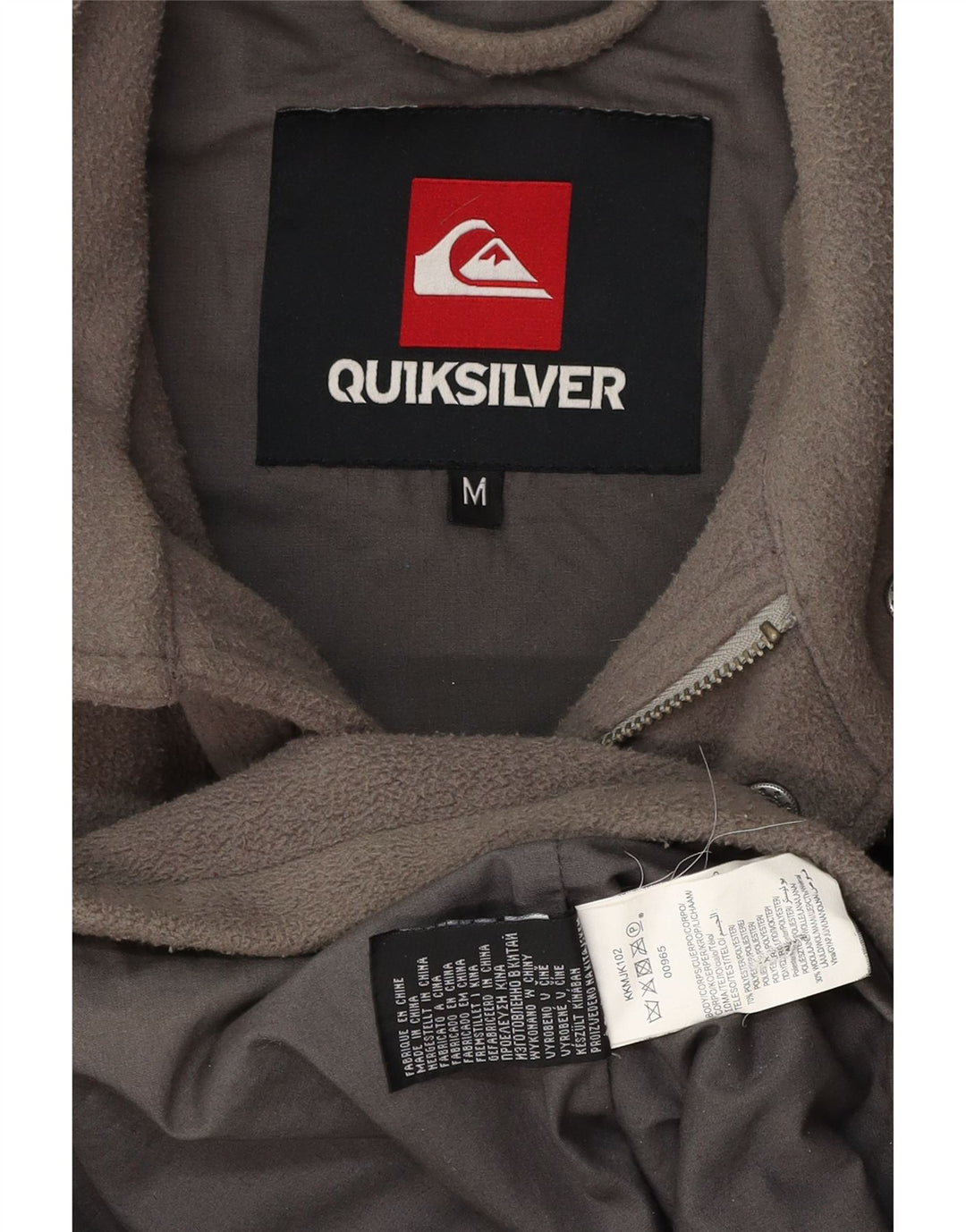 QUIKSILVER Mens Fleece Military Jacket UK 38 Medium Grey Polyester
