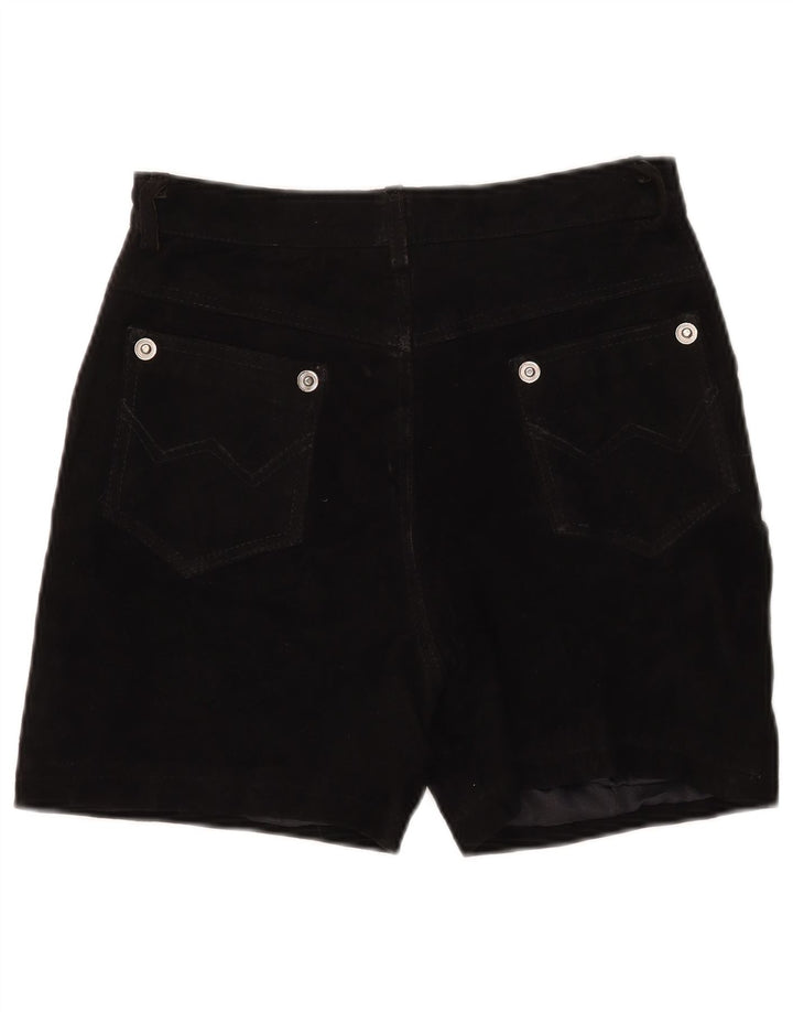 vintage Femmes Daim Casual Shorts W30 Cuir Noir Moyen