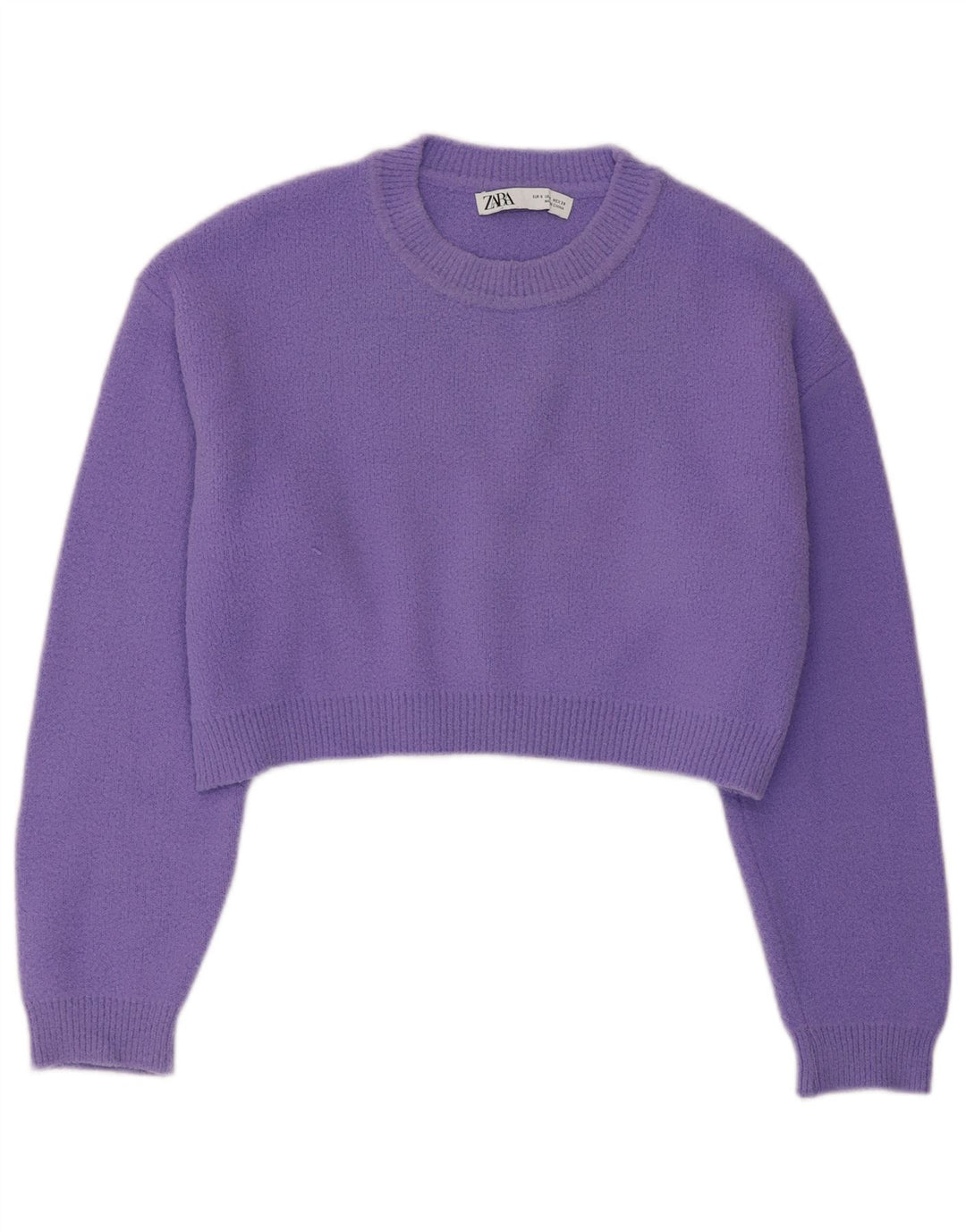 ZARA Pull court surdimensionné à col rond pour femme UK 10 Petit Violet