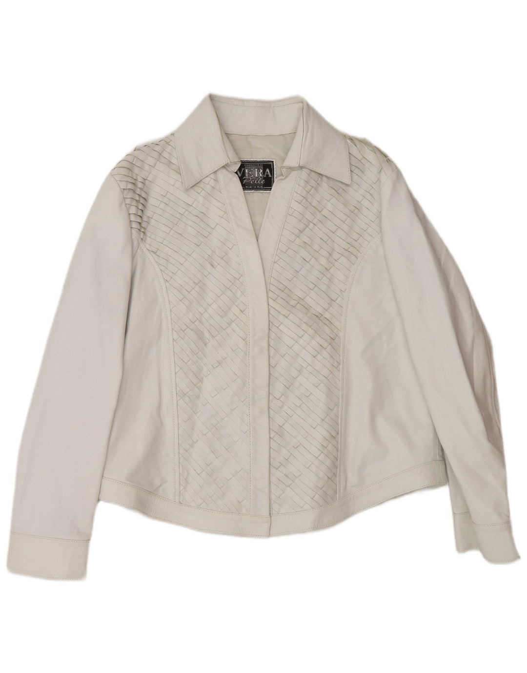 veste en cuir Bomber femme vintage UK 16 Grand cuir gris