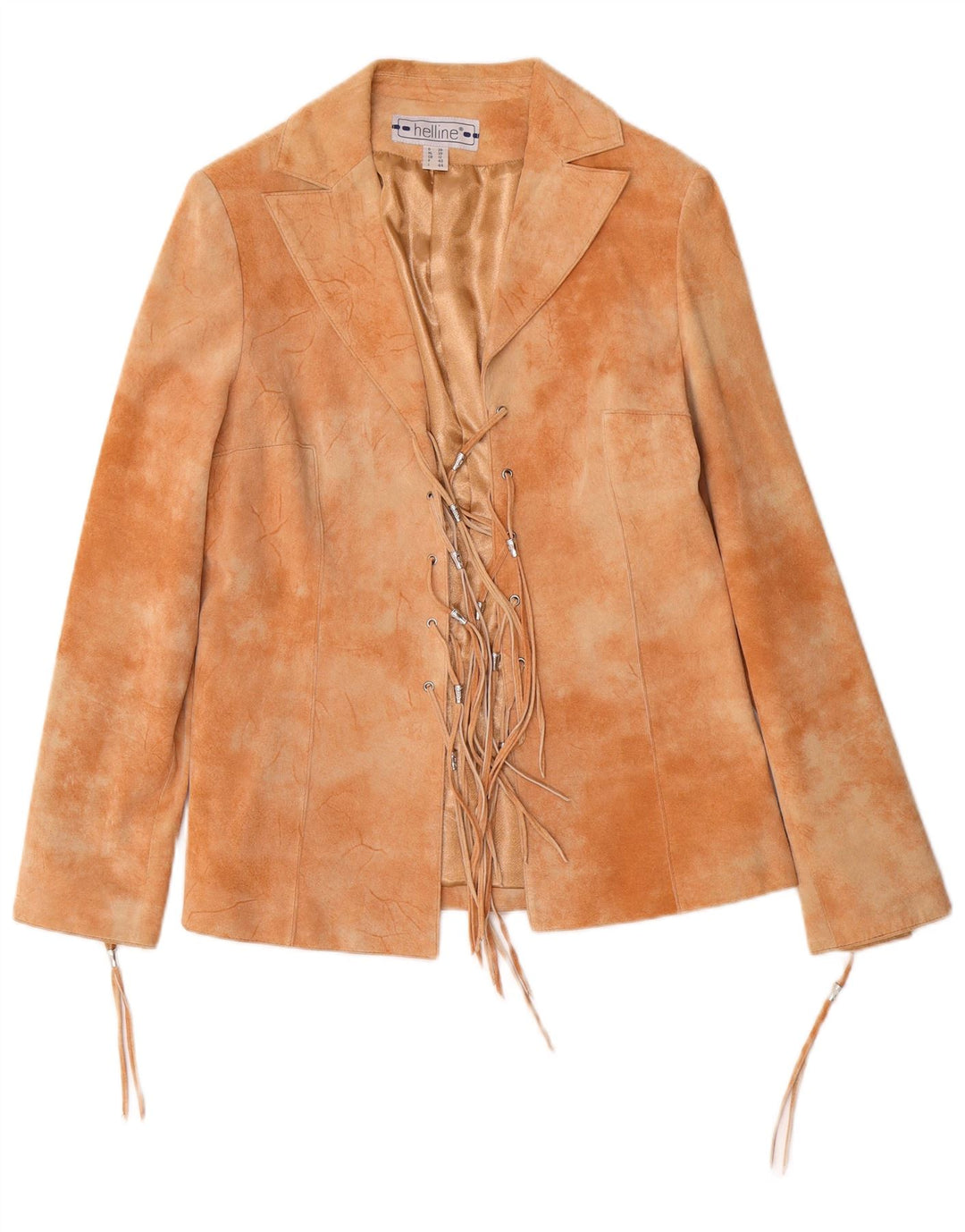 HELLINE Veste en daim pour femme UK 12 Cuir tie-dye beige moyen